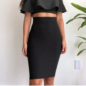 Romeo + Juliet Couture Womens Bandage High Rise Pencil Black Bodycon Skirt Sz M